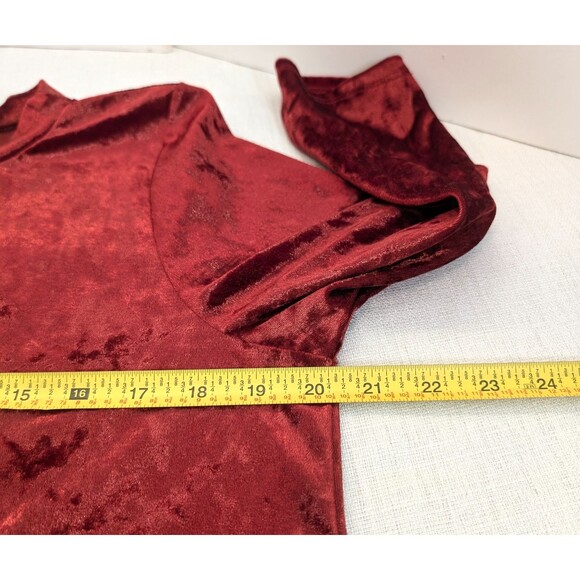 Honeyme Women's LG Velvet Velour Peplum Tunic Rusty Red Whimsygoth Bohemian Boho - Picture 5 of 8